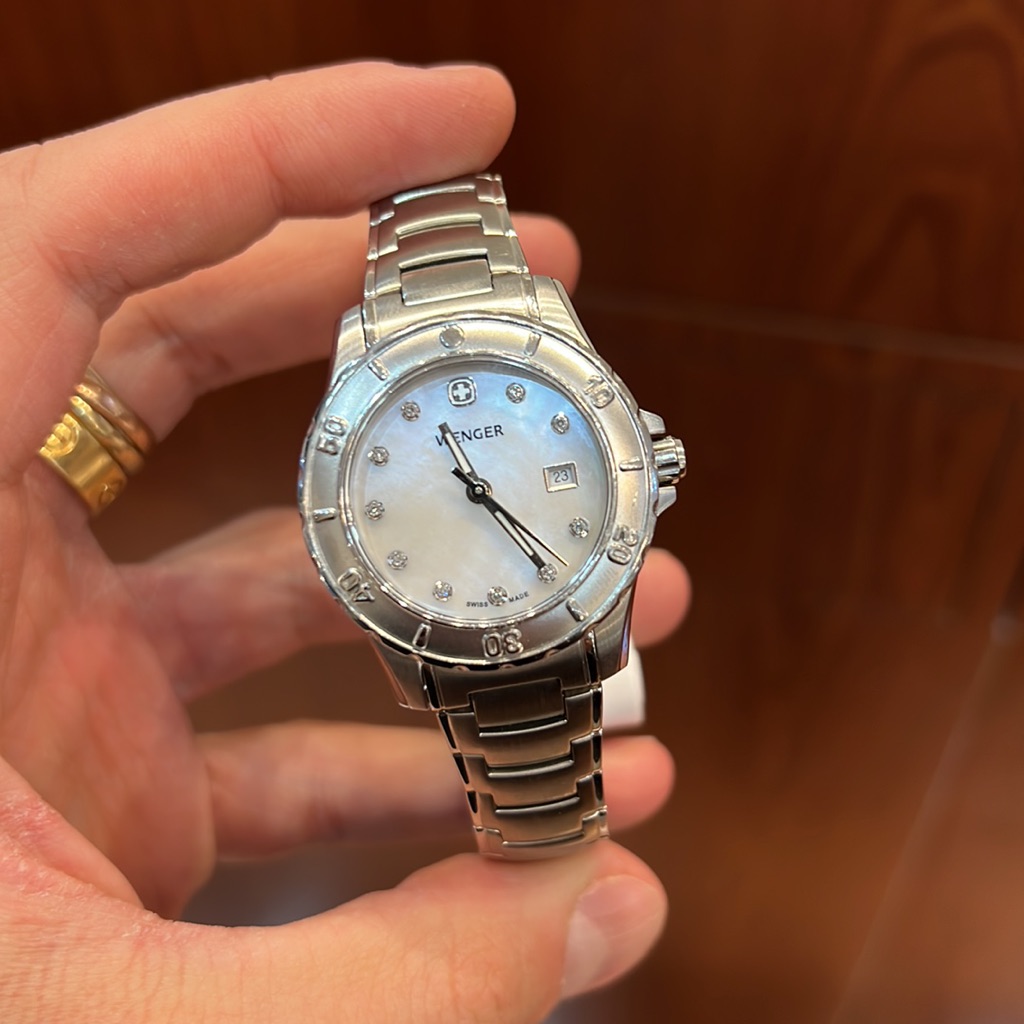 Wenger Sport Elegance Swiss Womens Mother Of Pearl Diamond Dial Watch